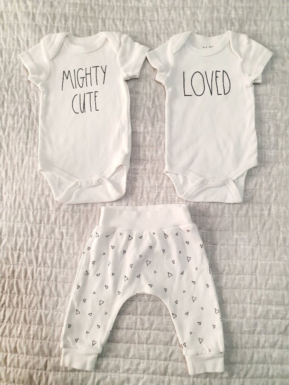 Rae Dunn Baby 3-Piece Outfit Set - Bodysuits & Joggers, Size 0-3 Months